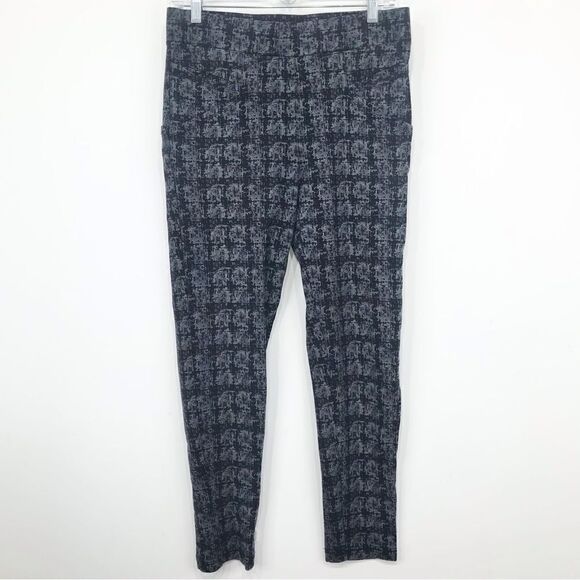 Betabrand Black Gray Abstract Grid Print Soft Stretch Cigarette Skinny Pants - Picture 1 of 12
